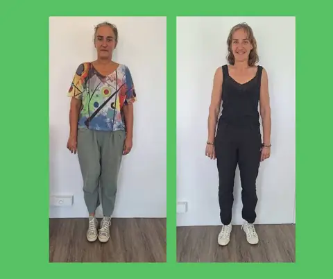 Une membre du club Dax Espace Nutrition de face, avant puis après