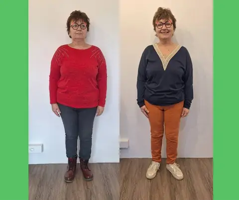 Une membre du club Dax Espace Nutrition de face, avant puis après